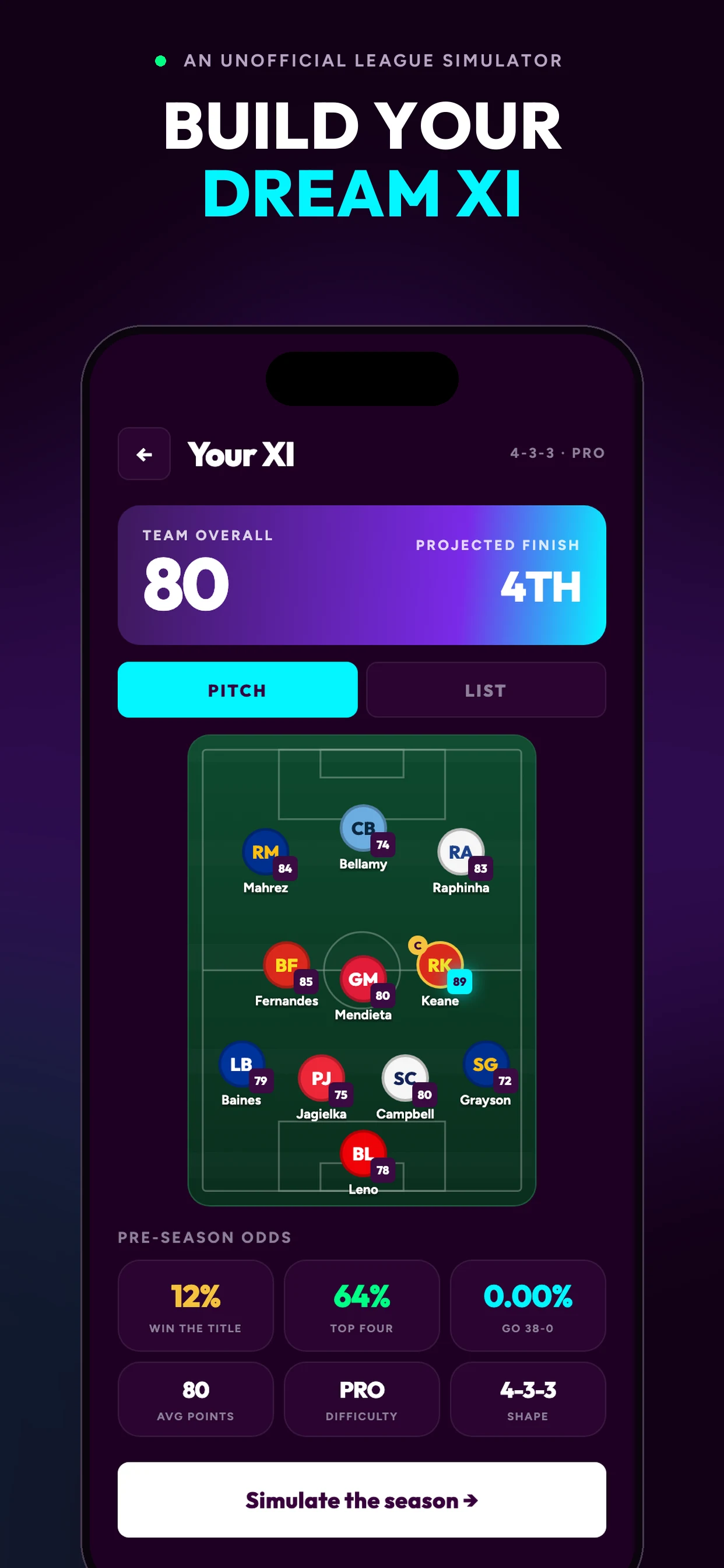 38-0 Football Season Draft screenshot